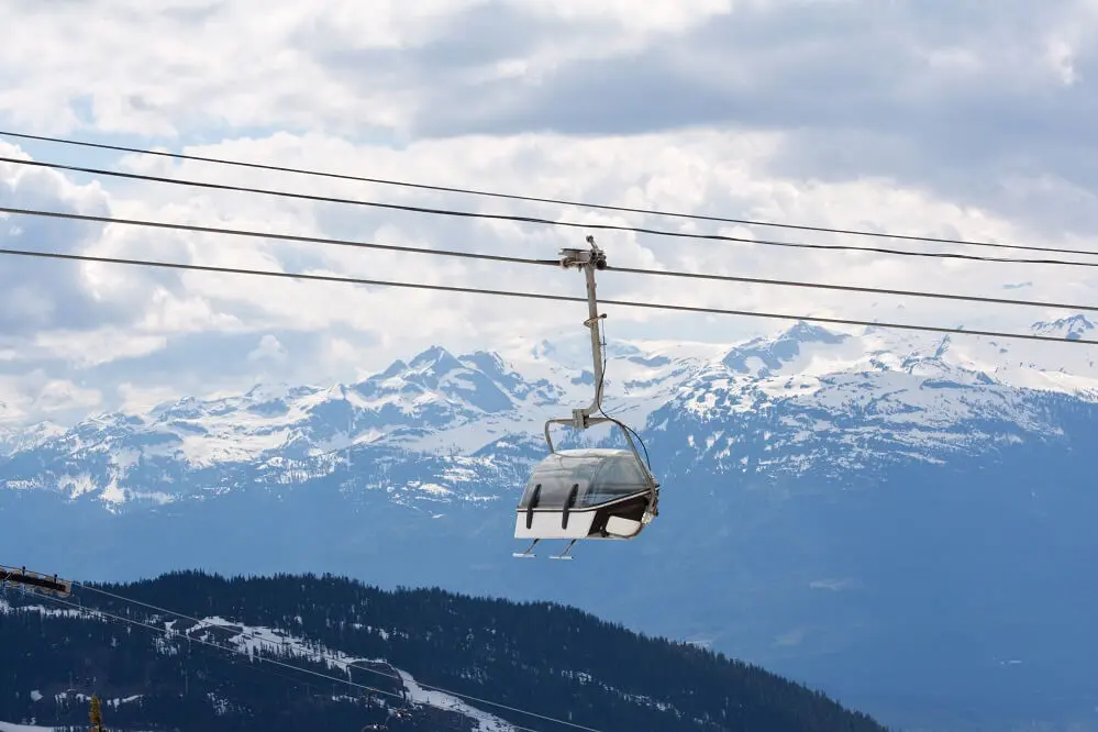 Chair lift for the ski runs at Whistler Peak in British Columbia, Canada